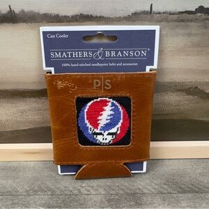 Mark & Graham Smathers & Branson Leather Needlepoint Can Cooler Grateful Dead